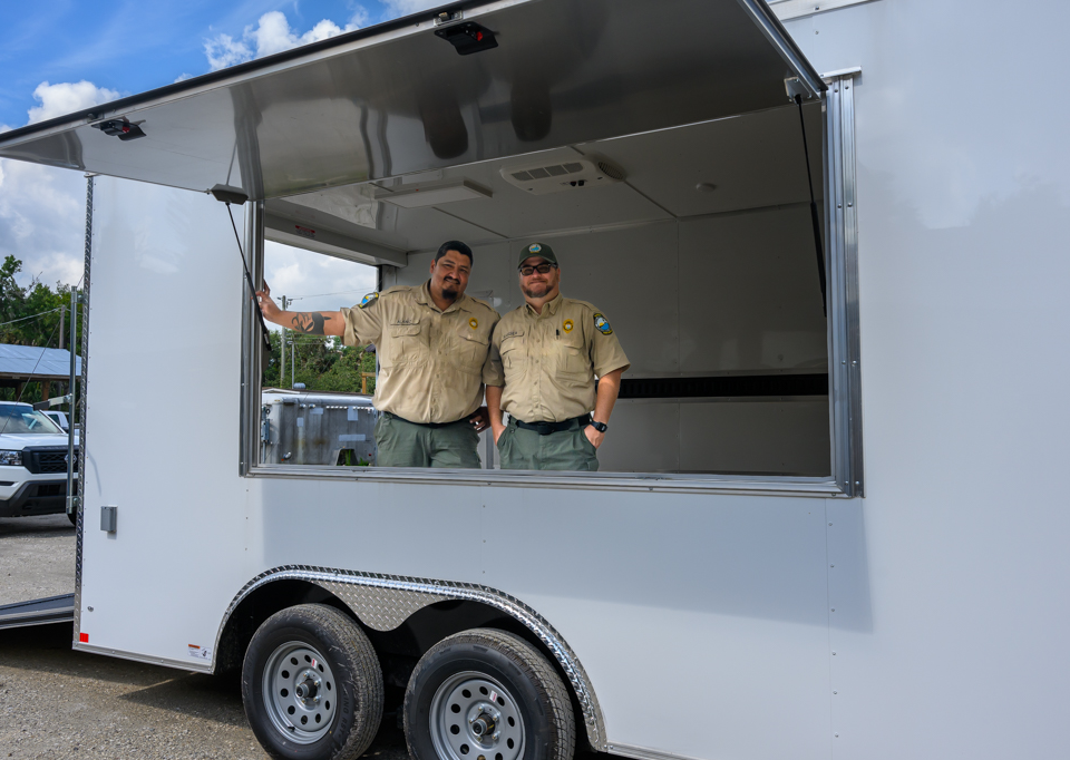 Myakka River SP Rangers in Pop Up Education Trailer